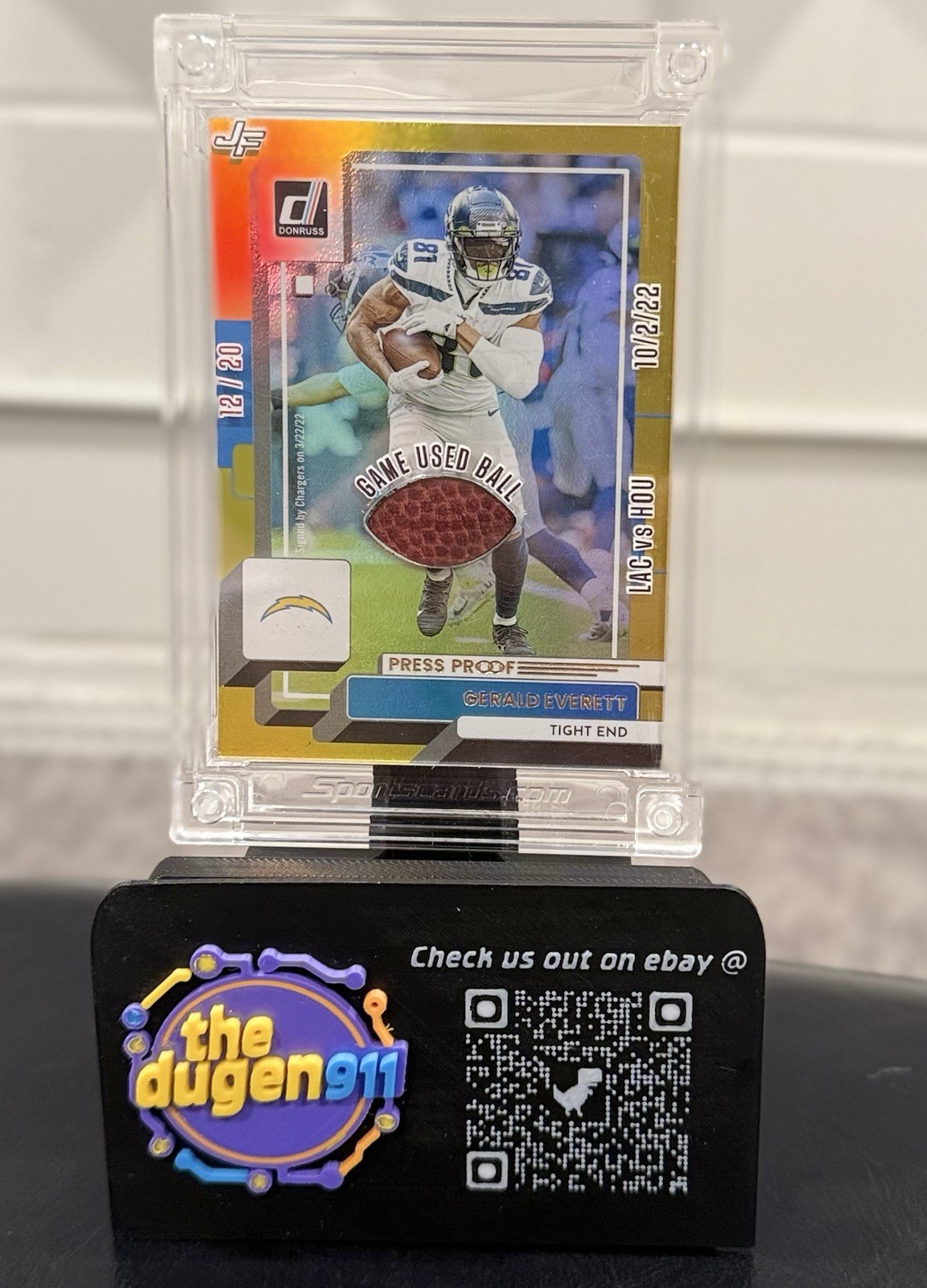 NFL GERALD EVERETT #/20: 2025 Jersey Fusion Ball Stars -Game Used Ball Patch SP! view 6