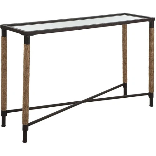 Uttermost 22880 Braddock Console Table Rustic Iron and Natural Fiber Rope - Picture 4 of 7