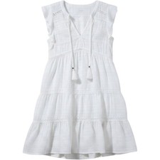Knox Rose Mini Lace Dress Womens XS White Tiered Sleeveless Boho Cottagecore