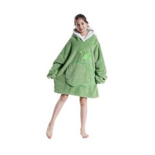 Wearable Kids Blanket Hoodie, Oversized Hooded Blanket for Girls Fluffy Green