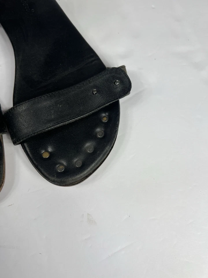 Sandalias Gladiador Matt Bernson Cuero Negro Tachuelas Talla 7 Cremallera De Colección Foto 3 de 4