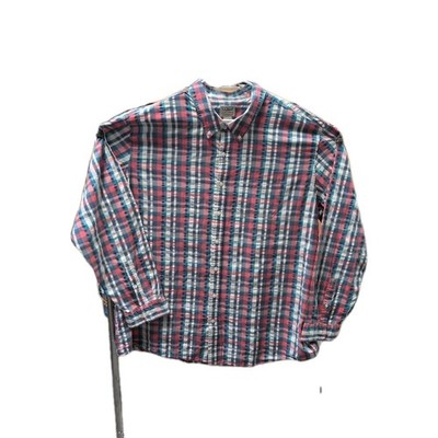 L L.Bean Traditional Fit Men's 2XL Tall Long Sleeve Shirt Button Up Plaid Multi