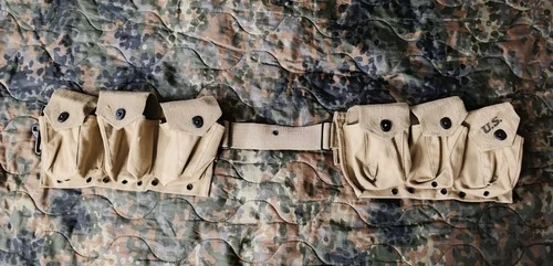 Repro WW2 U.S Army Military M1937 BAR CARTRIDGE Ammo Ammunition BELT-KHAKI