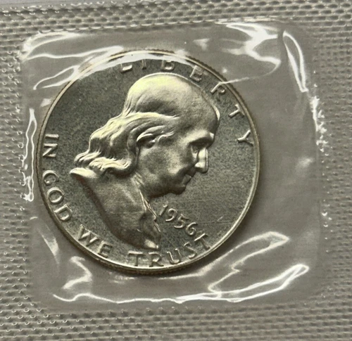 1956 Proof Franklin 90 % Silver Half Dollar In Mint Cello With Mint Token