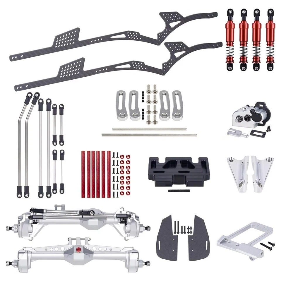 Carbon LCG Chassis Kit w/ Gearbox Shock Absorber for 1/10 RC Crawler SCX10 Capra - Image 2 of 4
