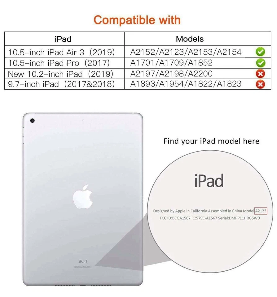 Case For Apple iPad Pro 10.5"/10.2" iPad Air 3 10.5 Leather 360 Rotating Cover - Image 3 of 4