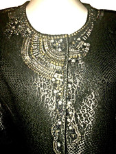 Women  s winter blazer Chico  s size1 M/8 black exclusives of decoration beaded