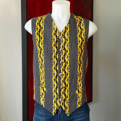 VERSACE CLASSIC V2 navy blue cotton vest Baroque Stripes