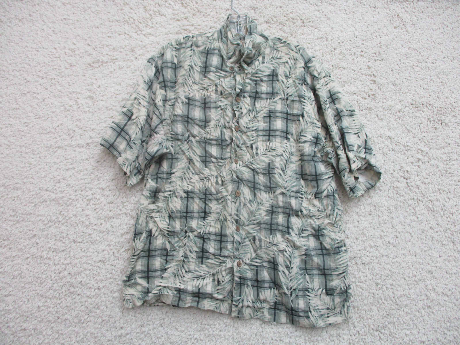 Tommy Bahama Button Up Shirt Medium Adult Green 100% Silk Floral Casual Mens M