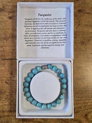 Women's Turquoise Bracelet 6.75'' Barrel Clasp Boho-Chic (Expandable), New