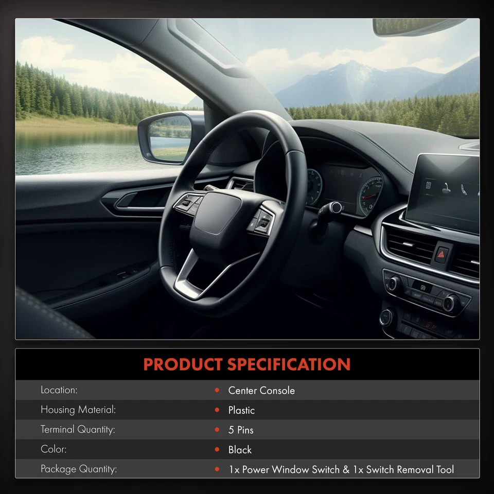 Interruptor de ventana eléctrica de consola central para Chevrolet Corvette 1984 1985 1986-1989 Foto 2 de 4