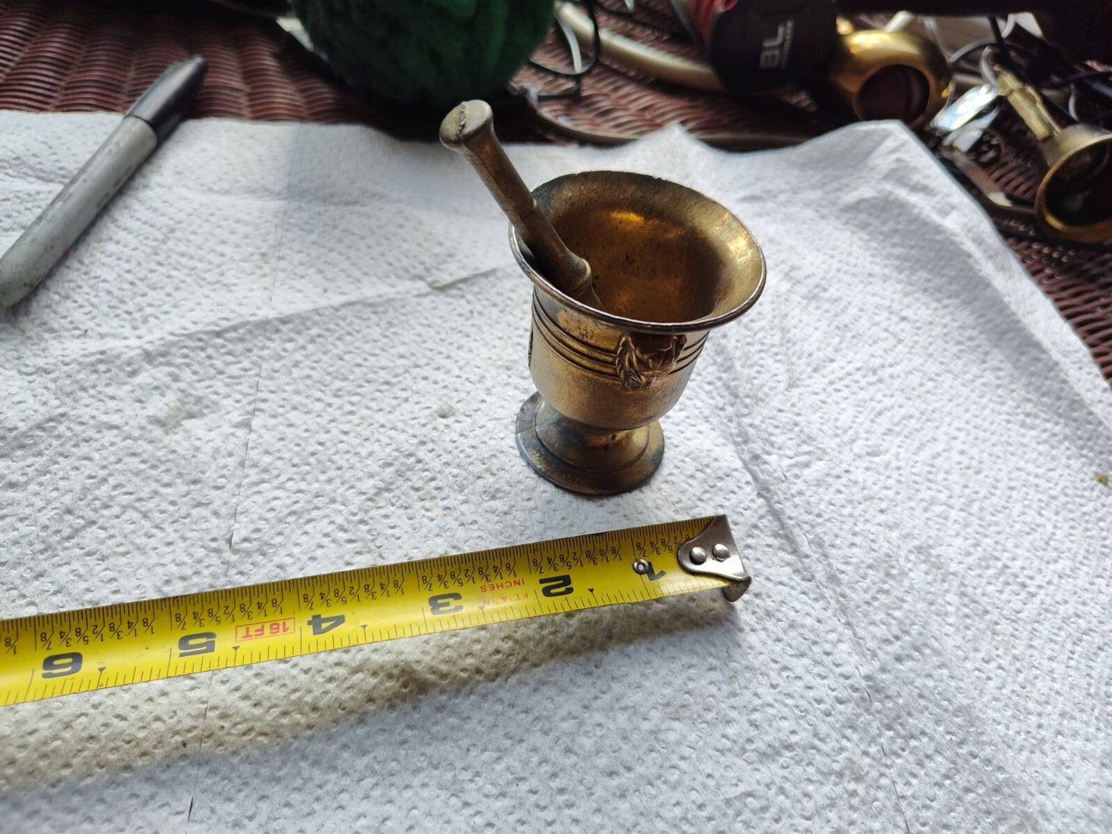 Antique Brass Mortar and Pestle RX Pharmacy Apothecary