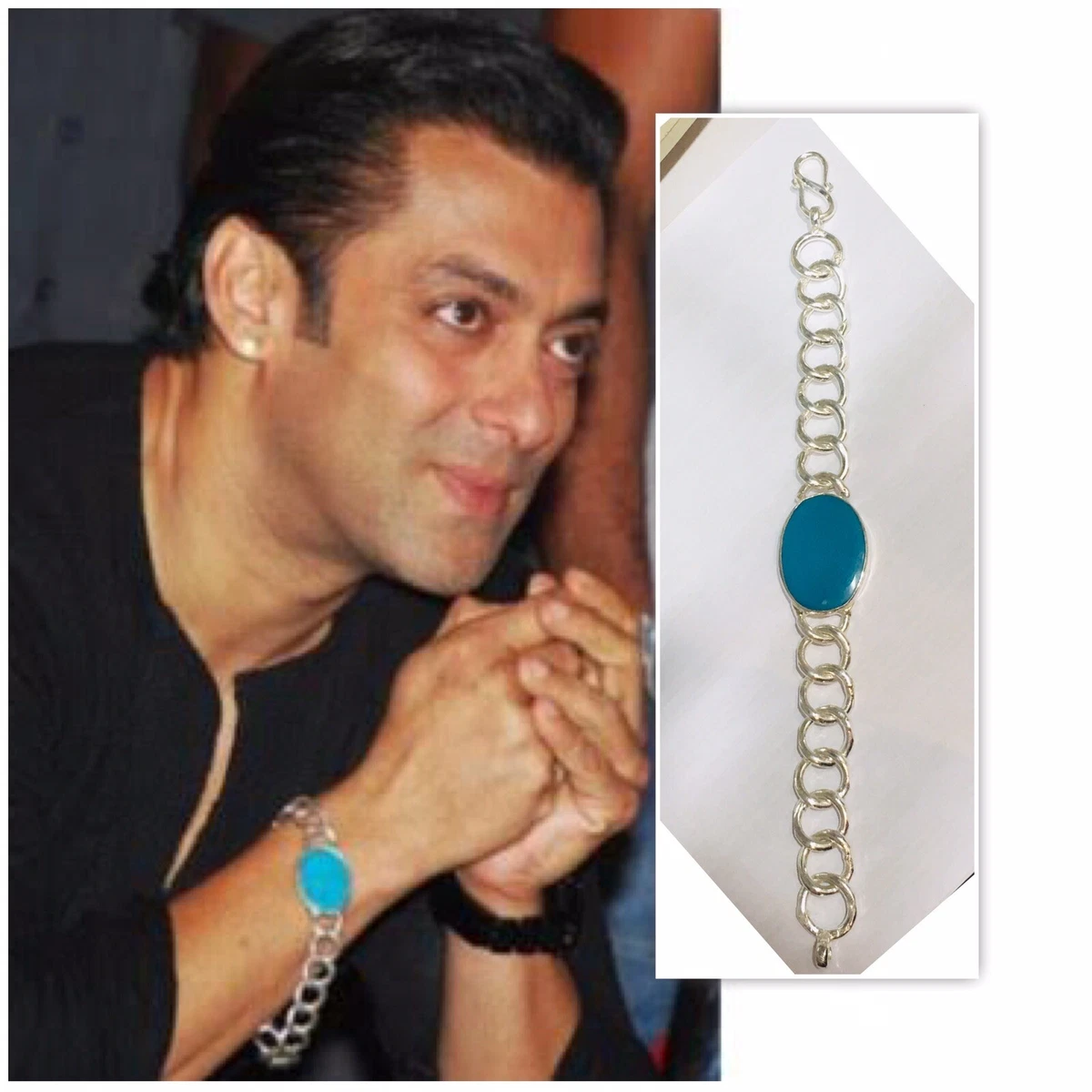 Buy Online Salman Khan Turquoise Blue Stone Silver Chain Unique Bracelet at  Hiffey.com