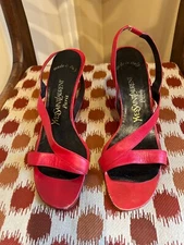 Vintage Red Yves St Laurent Slingback Shoes Sz 9N