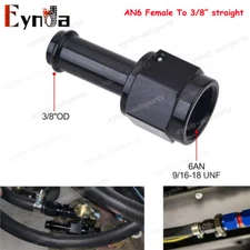 6AN AN6 Female To 3/8” straight Push On Barb Hose Adapter Swivel Fitting Black