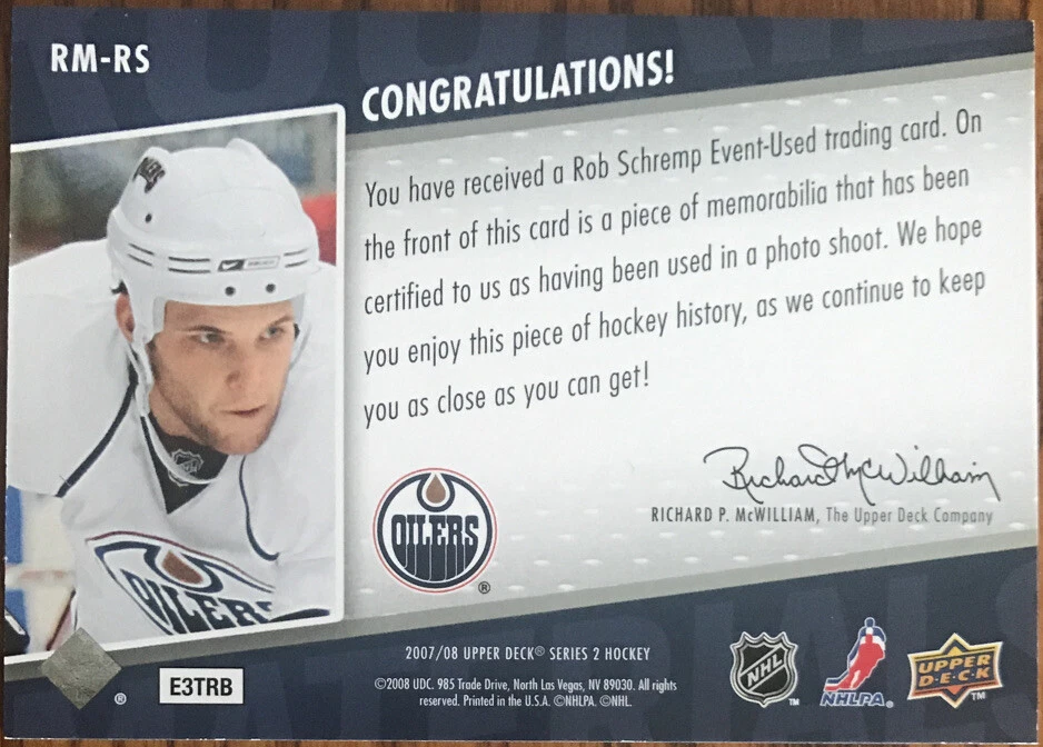 2007-08 Upper Deck Rookie Materials Rob Schremp #RM-RS Edmonton Oilers - Image 2 of 2