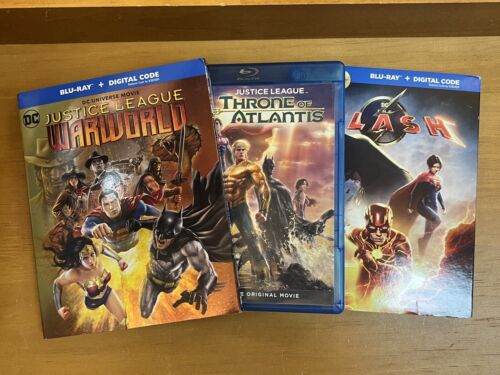 Lot Of 3 DC Movies Jautice League War World, Flash & Throne Of Atlantis - Afbeelding 1 van 20