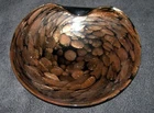 Vintage Murano Italy Brown Black Gold Fleck Art Glass Bowl W/Label