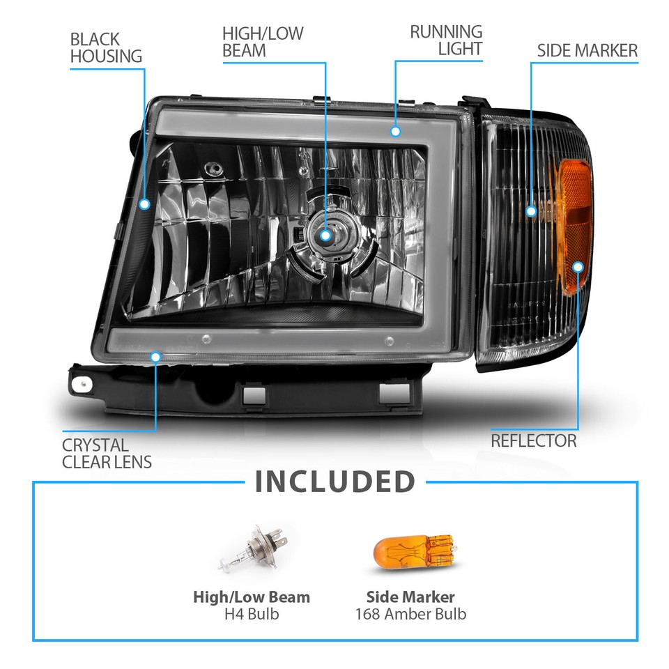 Set Of Pair Black Clear C-Bar LED Taillights For 1995-2000 Toyota Tacoma 2WD 4WD - Foto 8