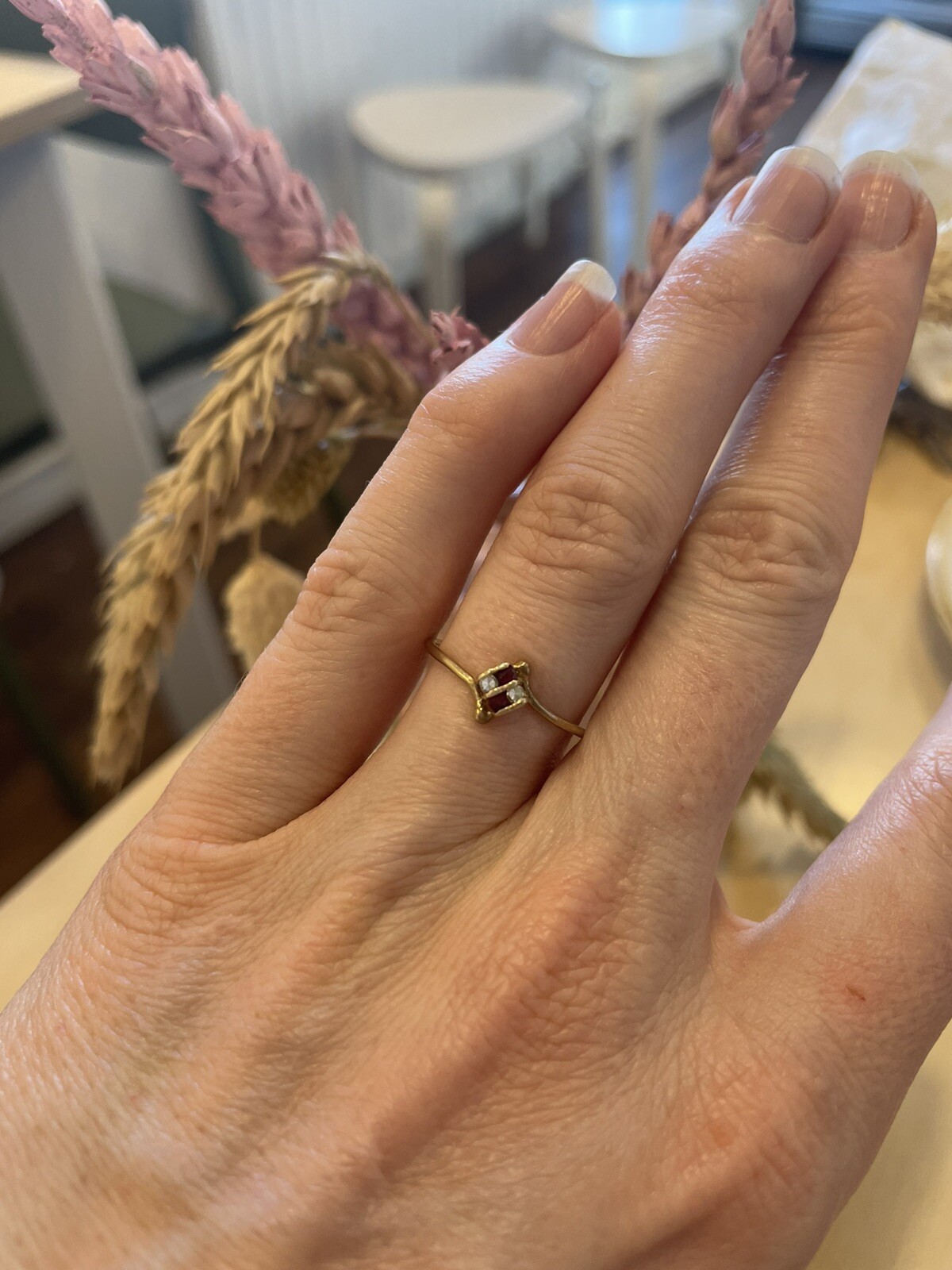 9ct ruby and diamond chequerboard ring - image 2