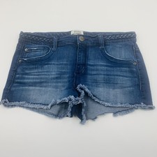 MUDD Shorts Women's Juniors Sz 13 Cut-Offs Raw Hem Mid Rise Medium Wash Denim