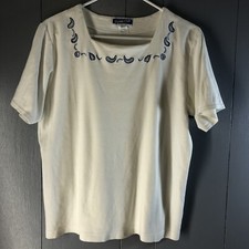 Vintage Pendleton Cream/ivory Square Neck Shirt Embriodered Collar Size Large