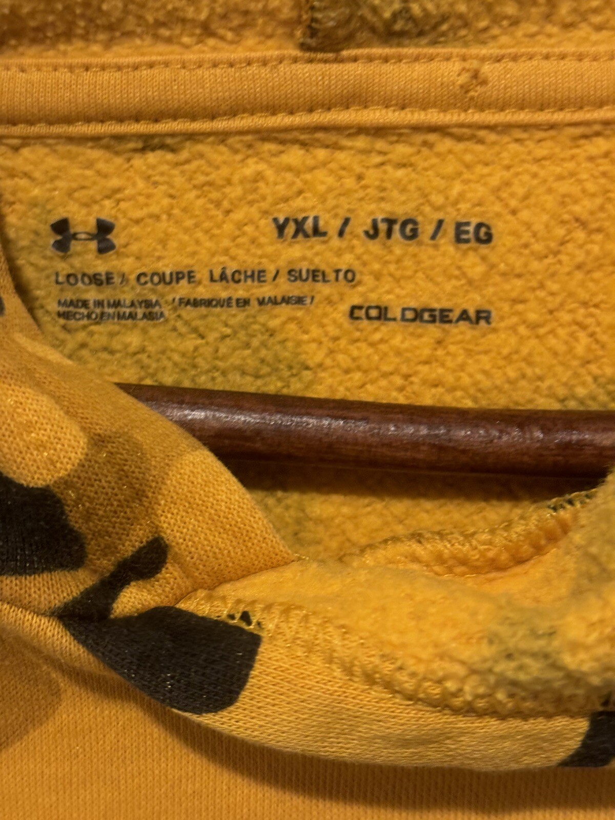 Under Armour Camo Boys Youth YXL Yellow Hoodie Sweatshirt Long Sleeve thumbnail 4