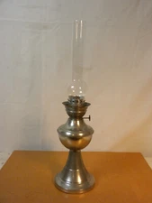 1800s GERMAN THIEL/COSMOS TALL SILVER KEROSENE LAMP W/HALLMARK ROUND WICK EXC