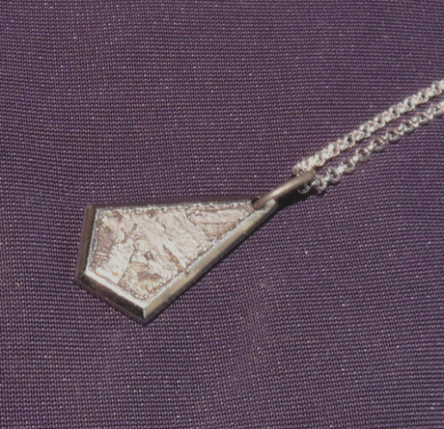 Anhänger Meteorit Seymchan, teilgeätzt + Kette Silber 24x14x2mm 3,2g - Bild 3 von 7