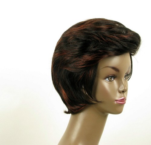 perruque femme afro 100% cheveux naturel courte méchée noir/rouge LAET 05/1b410 - Imagen 8 de 9