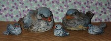 Vintage KESA Danish Design 5 Pc. Blue Bird Family Figurines Holland