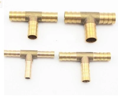 GENERIC 6mm 8mm 10mm 12mm 14mm 16mm 19mm Brass T Hose Barb Tail Tee Connector Fitting