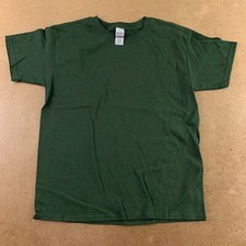 Gildan Heavy Cotton Youth Medium Dark Green Short Sleeve Crew Neck T-Shirt New