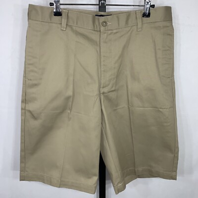 LANDS END Bermuda Shorts Flat Front Twill Cotton Blend Sz 33 NWOT