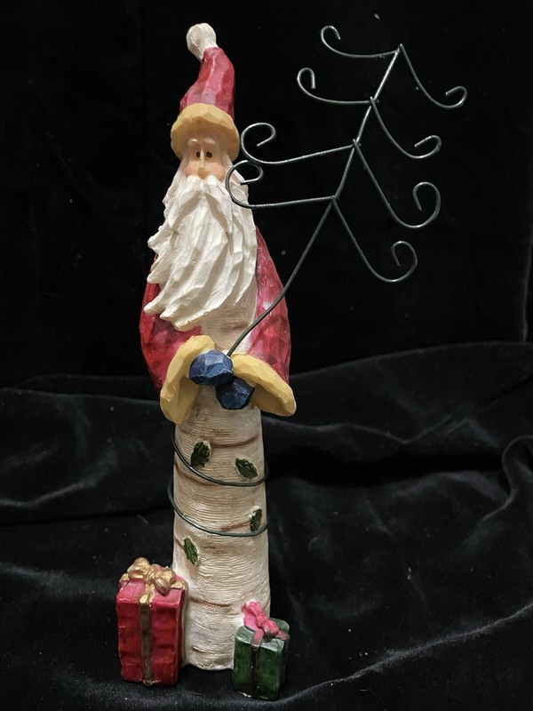 Skinny Santa Faux Wood Carved Figurine Resin