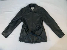 VTG 80s East 5th Women’s Medium Lined / Belted Mid-Length Leather Jacket / Coat