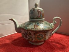Rose Medallion With Blue Birds Tea Coffee Pot Chinese Export Porcelain with Lid