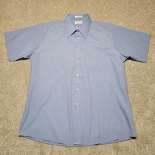Van Heusen Shirt Mens 17 XL Blue Button Up Short Sleeve