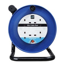 30m Extension Reel Lead 4 Gang Sockets Open Cable with Handle Blue - Masterplug