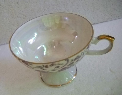 NAPCOWARE Footed Coffee/Tea Cup & Saucer C-7120 Lustreware Pink Floral - Picture 5 of 7