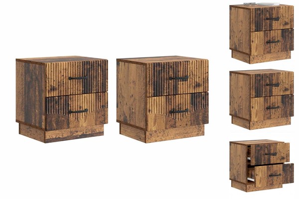 Nachttisch 2Er Set Nachtschrank Altholz 43X34,5X44,5 Cm Holzwerkstoff-image