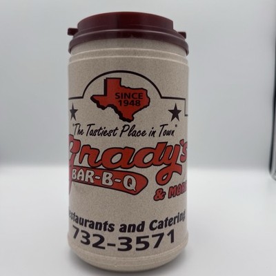 Grady's Bar-B-Q insulated plastic mug 32oz, Since 1948 Whirley San Antonio VTG