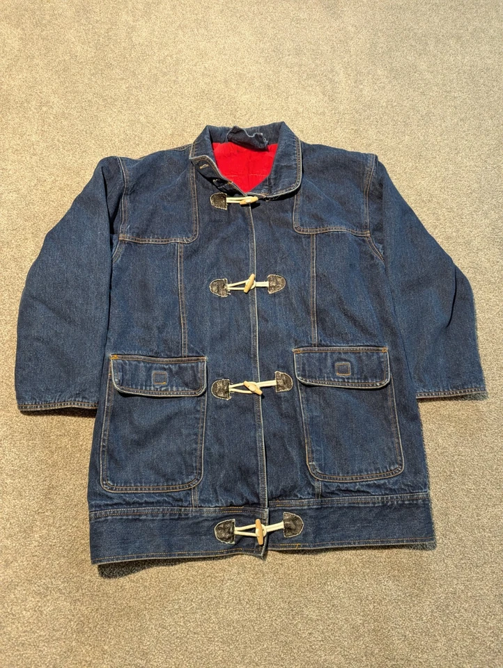 Chaqueta de Colección Sergio Valente Mujer Grande Azul Denim Western Toggle Abrigo de Lona Foto 3 de 4