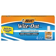 BIC Wite-Out Brand Quick Dry Correction Fluid, 20 mL, White, Goes On White
