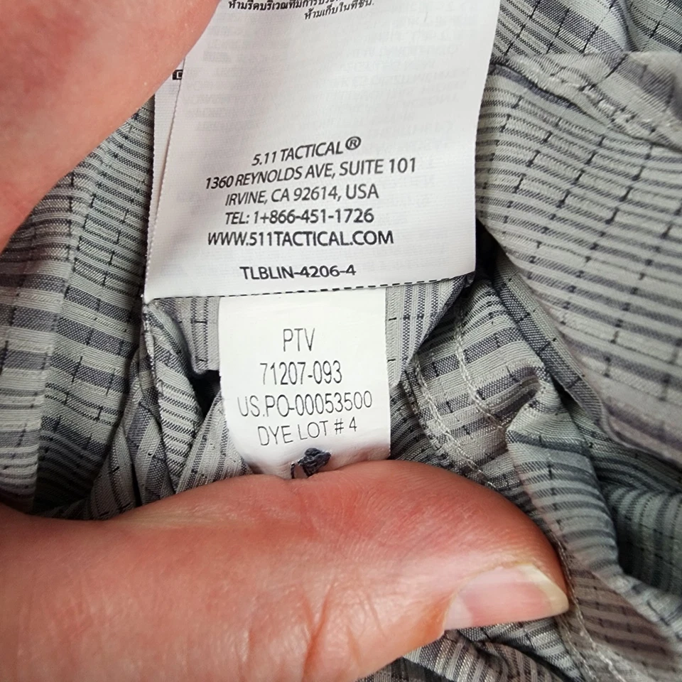 5.11 Tactical Shirt Mens Medium Gray Striped Ellis Button Snap 71207 - Image 3 of 4