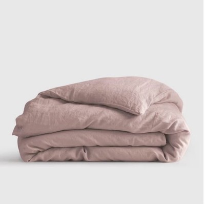 Quince Linen Duvet Cover Dusty Pink Queen Size 