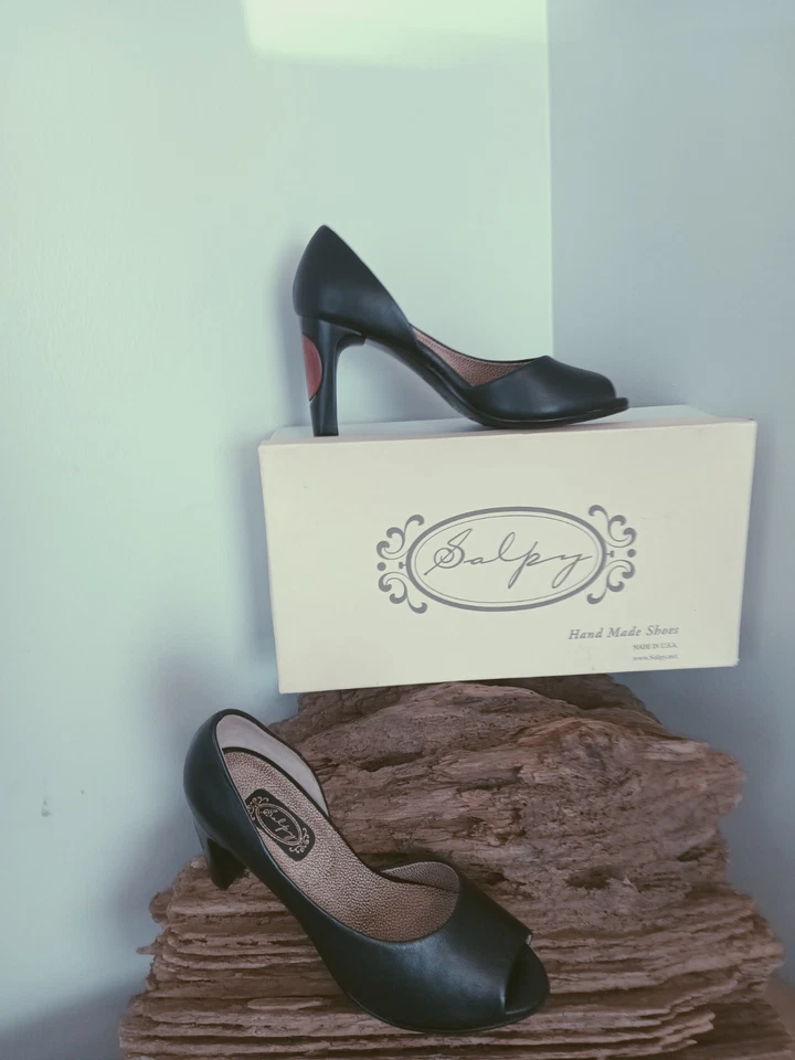 Tacones peeptoe salpinos hechos a mano para mujer talla 6,5 Foto 2 de 4