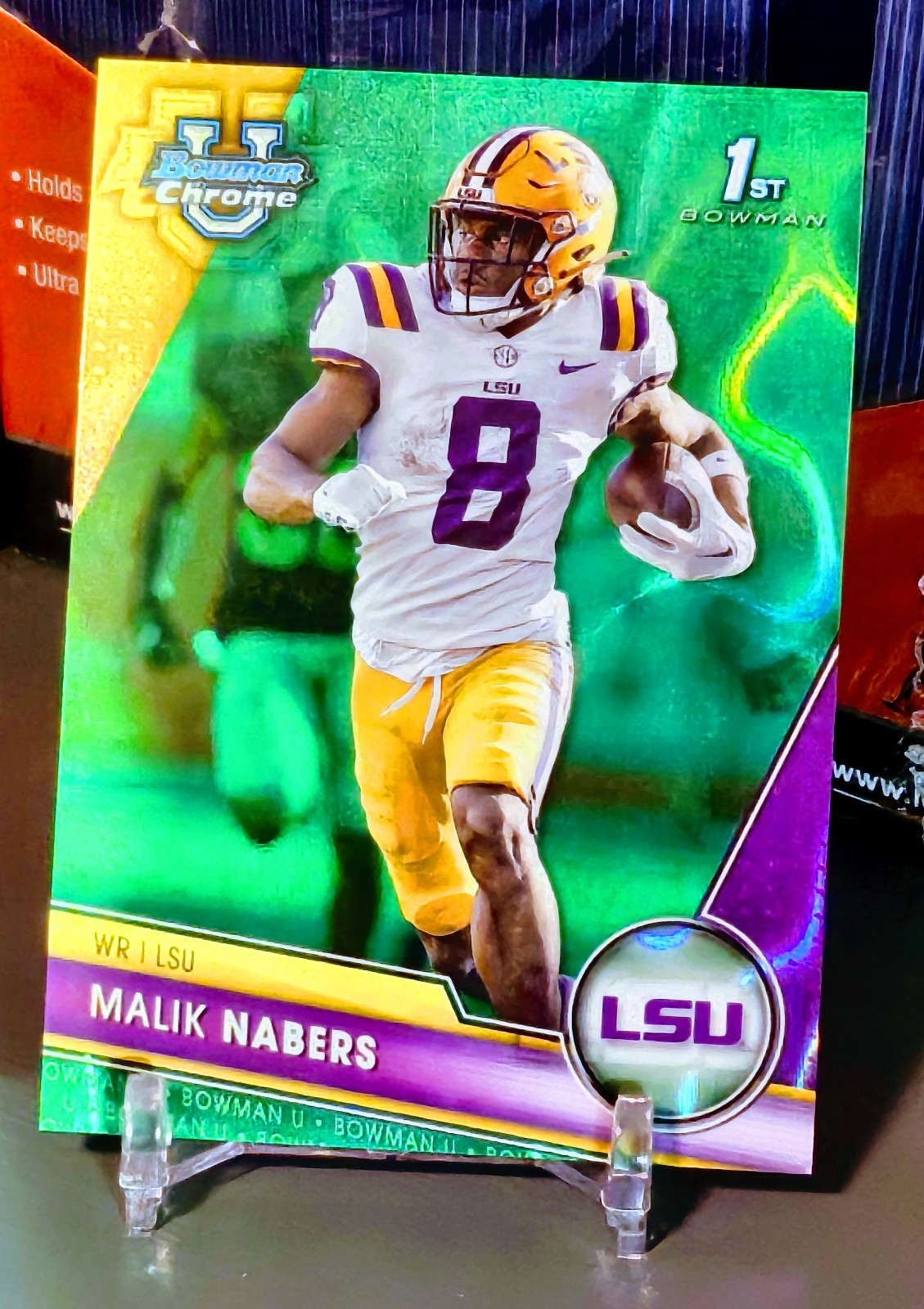 2023 Bowman U Chrome Malik Nabers /99 GREEN LAVA 1ST Bowman, Giants. Jaxson Dart
