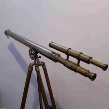 39'' Brass Antique Nautical Floor Standing Telescope With Wooden Tripod Stand