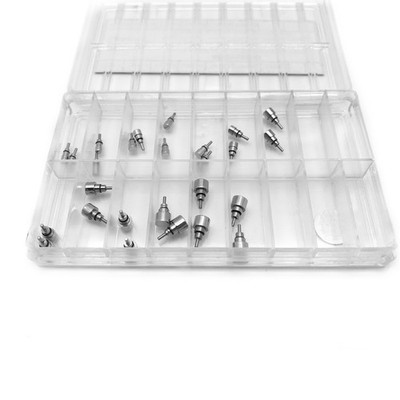 26 Pack Stainless Steel Silver Classical Drive in Watch Pusher Button Crown Set